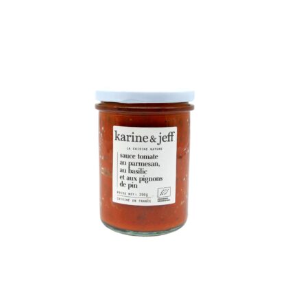 SAUCE TOMATE AU PARMESAN AU BASILIC AUX PIGNONS DE PIN 200grs Karine&Jeff