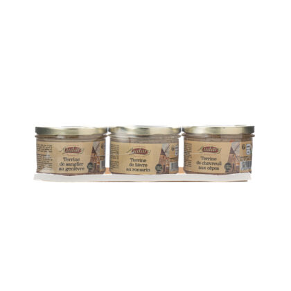LOT 3 TERRINES "GIBIERS" 23cL Lièvre+Chevreuil+Sanglier